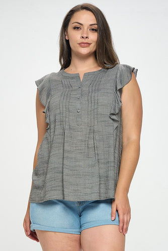 Charcoal Pintuck Blouse