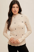 EMBROIDERED RIB MOCK NECK