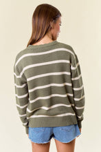 Scallop Neckline Striped Sweater