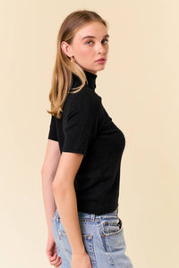 MOCK NECK BASIC SWEATER TOP - Black