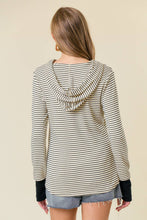 STRIPE LONG SLEEVE HENLEY HOOD