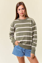 Scallop Neckline Striped Sweater