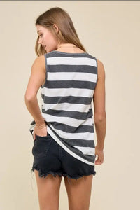 Charcoal Striped Tank