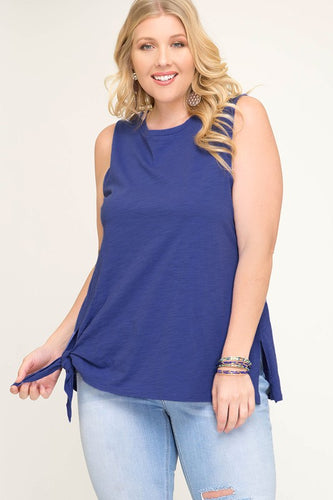 Royal Sleeveless Side Tie Top