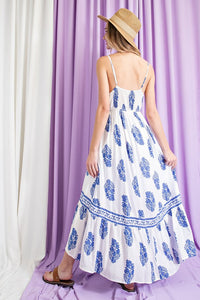 Off White Blue Feather Dress