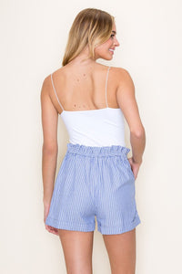 Blue Stripe Paperbag Shorts