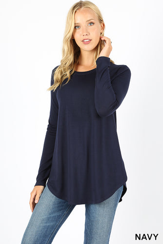 Navy Longsleeve Round Neck Top